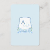 青と白のモノグラムQRコード結婚の詳細 エンクロージャーカード (裏面)