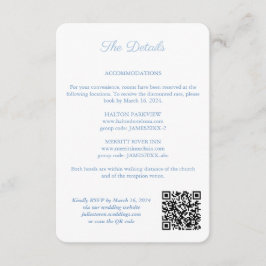 青と白のモノグラムQRコード結婚の詳細 エンクロージャーカード