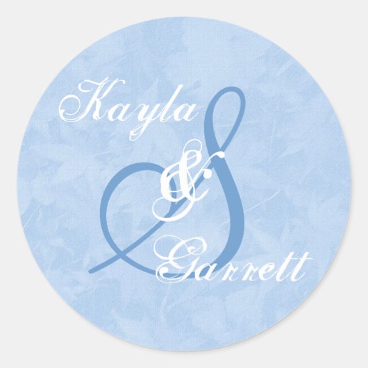 青と白のモノグラムSまたは任意のイニシャルV9 ラウンドシール (正面)