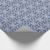 青と白のモロッコパターン ラッピングペーパー (角)