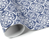 青と白のモロッコパターン ラッピングペーパー (ロールコーナー)