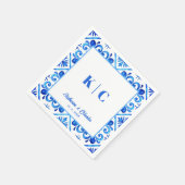 青と白のモロッコパタ結婚ーンのナプキン スタンダードカクテルナプキン (角)