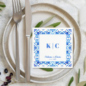 青と白のモロッコパタ結婚ーンのナプキン スタンダードカクテルナプキン