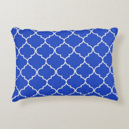 青と白のモロッコ地中海のパターン アクセントクッション