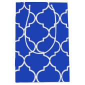 青と白のモロッコ地中海のパターン ミディアムペーパーバッグ (正面)