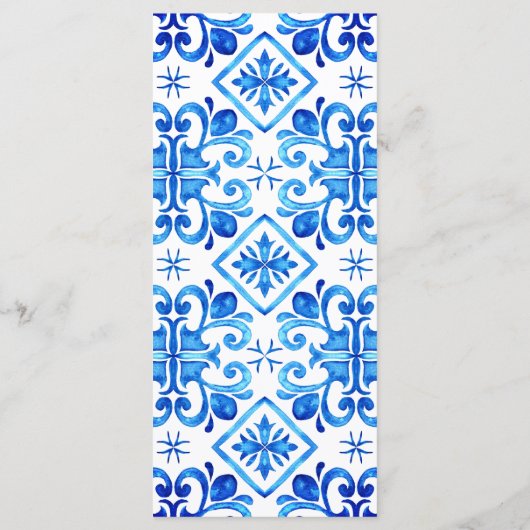 青と白のモロッコ結婚模様 メニュー (裏面)