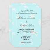 青と白のヤシ結婚の木 招待状 (正面/裏面)