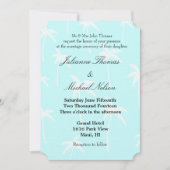 青と白のヤシ結婚の木 招待状 (正面)