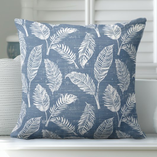 青と白のヤシ離れの装飾用クッション クッション