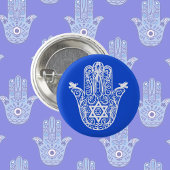 青と白のユダヤ人ミリアム・ハムサの手 缶バッジ