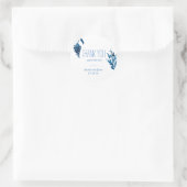 青と白のラウンド結婚の感謝ステッカー ラウンドシール (バッグ)