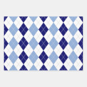 青と白のラッアーガイルピング紙シート ラッピングペーパーシート (正面)