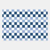 青と白のラッ市松模様にプ紙シート ラッピングペーパーシート (正面3)