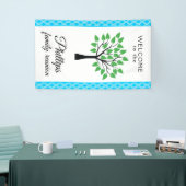 青と白のラティスファミリ懇親会バナー 横断幕 (トレードショー)