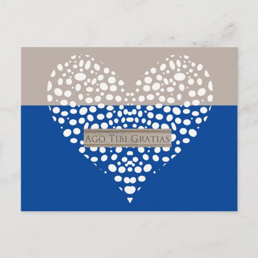 青と白のラテンサンキューカード ポストカード (正面)