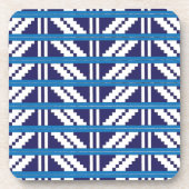 青と白のラトビアのラトガール民族フォークアート コースター (正面)