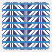 青と白のラトビアのラトガール民族フォークアート スクエアシール (正面)