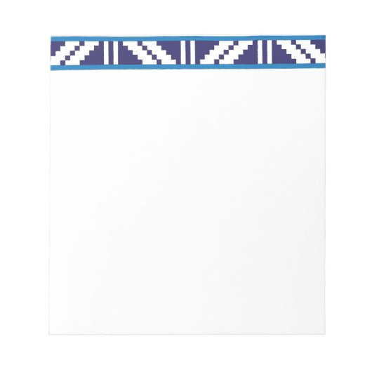 青と白のラトビアのラトガール民族フォークアート ノートパッド (正面)