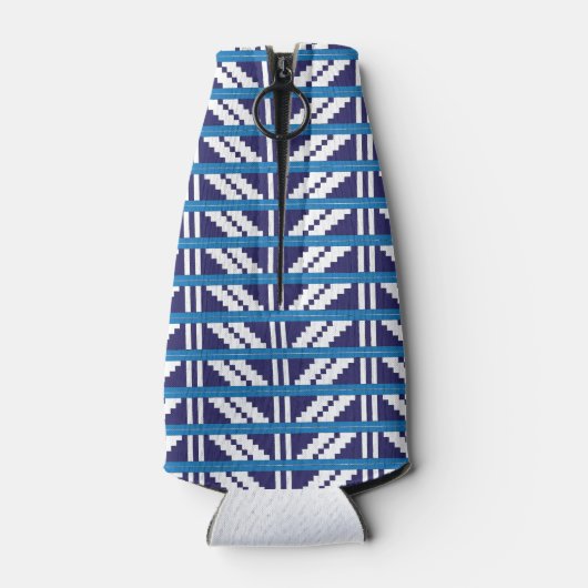 青と白のラトビアのラトガール民族フォークアート ボトルクーラー (裏面)