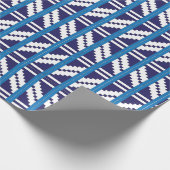 青と白のラトビアのラトガール民族フォークアート ラッピングペーパー (角)