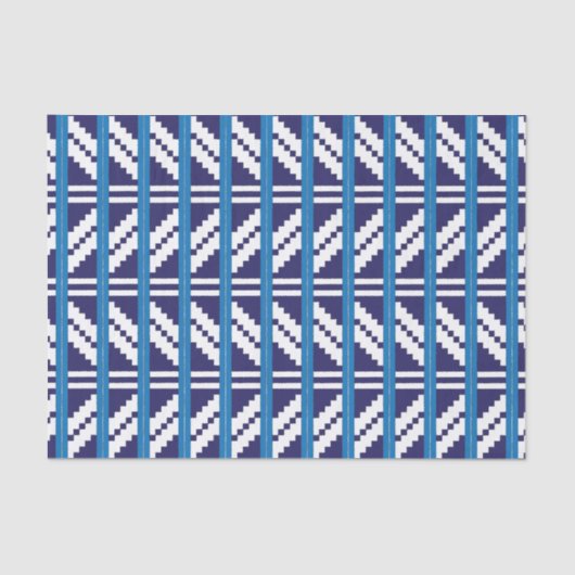 青と白のラトビアのラトガール民族フォークアート 薄葉紙 (正面)