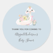 青と白のラマ男の赤ちゃんベビーシャワー ラウンドシール (正面)