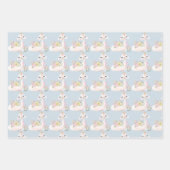 青と白のラマ男の赤ちゃんベビーシャワー ラッピングペーパーシート (正面2)