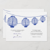 青と白のランタン結婚式招待状 招待状 (正面/裏面)