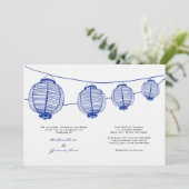 青と白のランタン結婚式招待状 招待状 (スタンド正面)