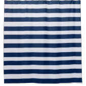 青と白のリブ付きストライプ シャワーカーテン (正面)