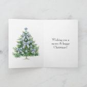 青と白のリボンのクリスマスツリー カード (内部)