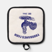 青と白のレグホーンの鶏 鍋敷き (正面)