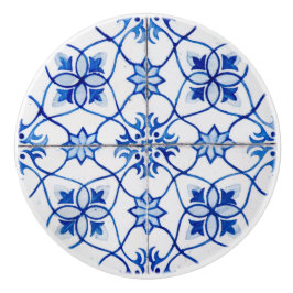 青と白のレトロタイルルックセラミックノブ セラミックノブ