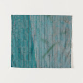 青と白のレンガの壁 タペストリー (正面(横))