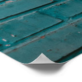 青と白のレンガ壁 ポスター (角)