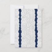 青と白のレースのウェディングテーブルナンバーカード 招待状 (裏面)