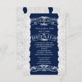 青と白のレースの結婚詳細情報カード エンクロージャーカード (正面/裏面)