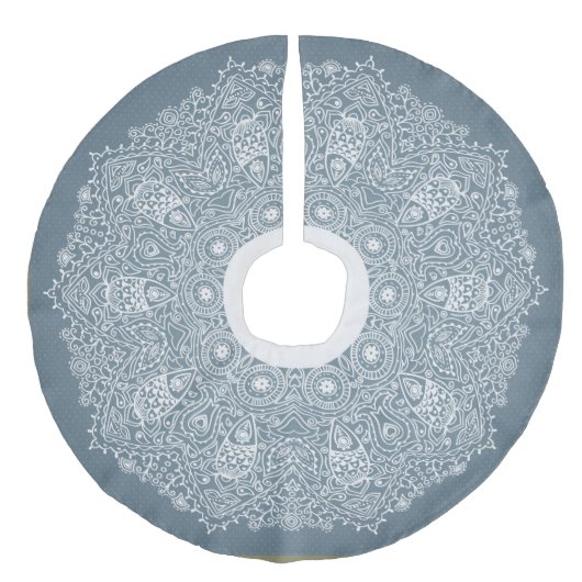 青と白のレースルックビクトリアンスクリスマススカート フェイクリネンツリースカート (正面)