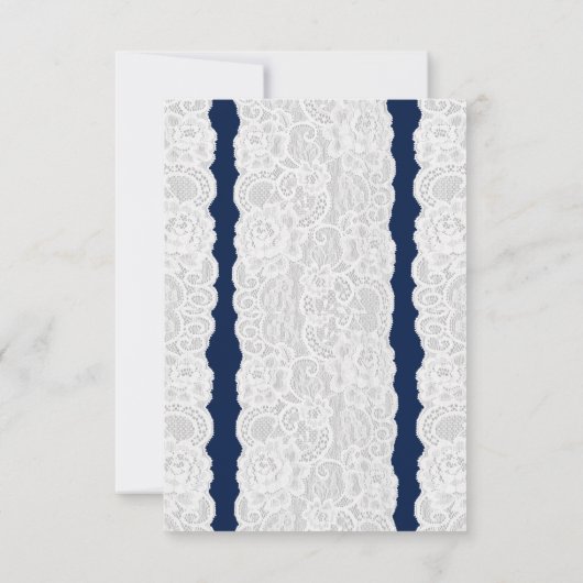 青と白のレース結婚のテーブル番号カード 招待状 (裏面)