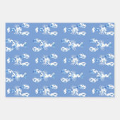 青と白のロブスターラッピングシート ラッピングペーパーシート (正面3)