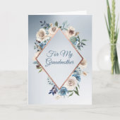 青と白のローズフレーム祖母 カード (正面)