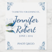 青と白のワインラベルにクジャックガーデン ワインラベル (シングルラベル)