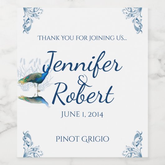 青と白のワインラベルにクジャックガーデン ワインラベル (シングルラベル)