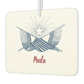 青と白のヴィンテージアメリカフラグ付輝くき カーエアーフレッシュナー (左)