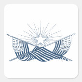 青と白のヴィンテージアメリカフラグ付輝くき スクエアシール (正面)