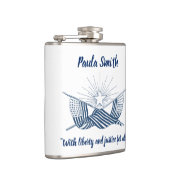 青と白のヴィンテージアメリカフラグ付輝くき フラスク (右)