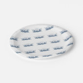 青と白のヴィンテージアメリカフラグ付輝くき ペーパープレート (アングル)