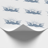 青と白のヴィンテージアメリカフラグ付輝くき ラッピングペーパー (角)