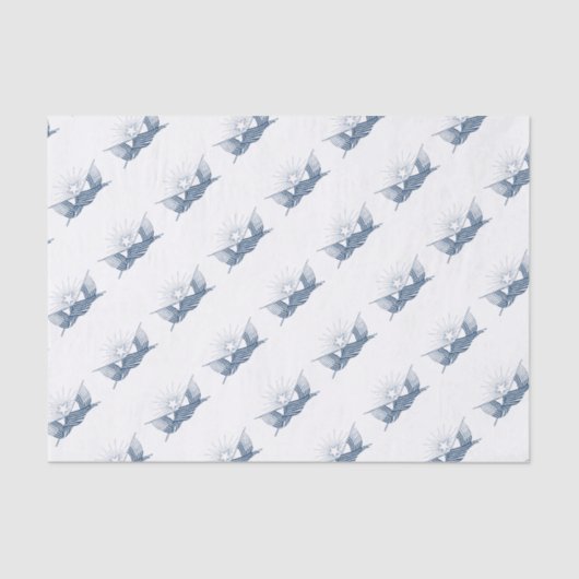 青と白のヴィンテージアメリカフラグ付輝くき 薄葉紙 (正面)