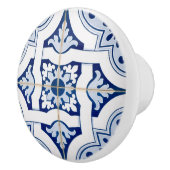 青と白のヴィンテージタイルルックセラミックノブ セラミックノブ (右)